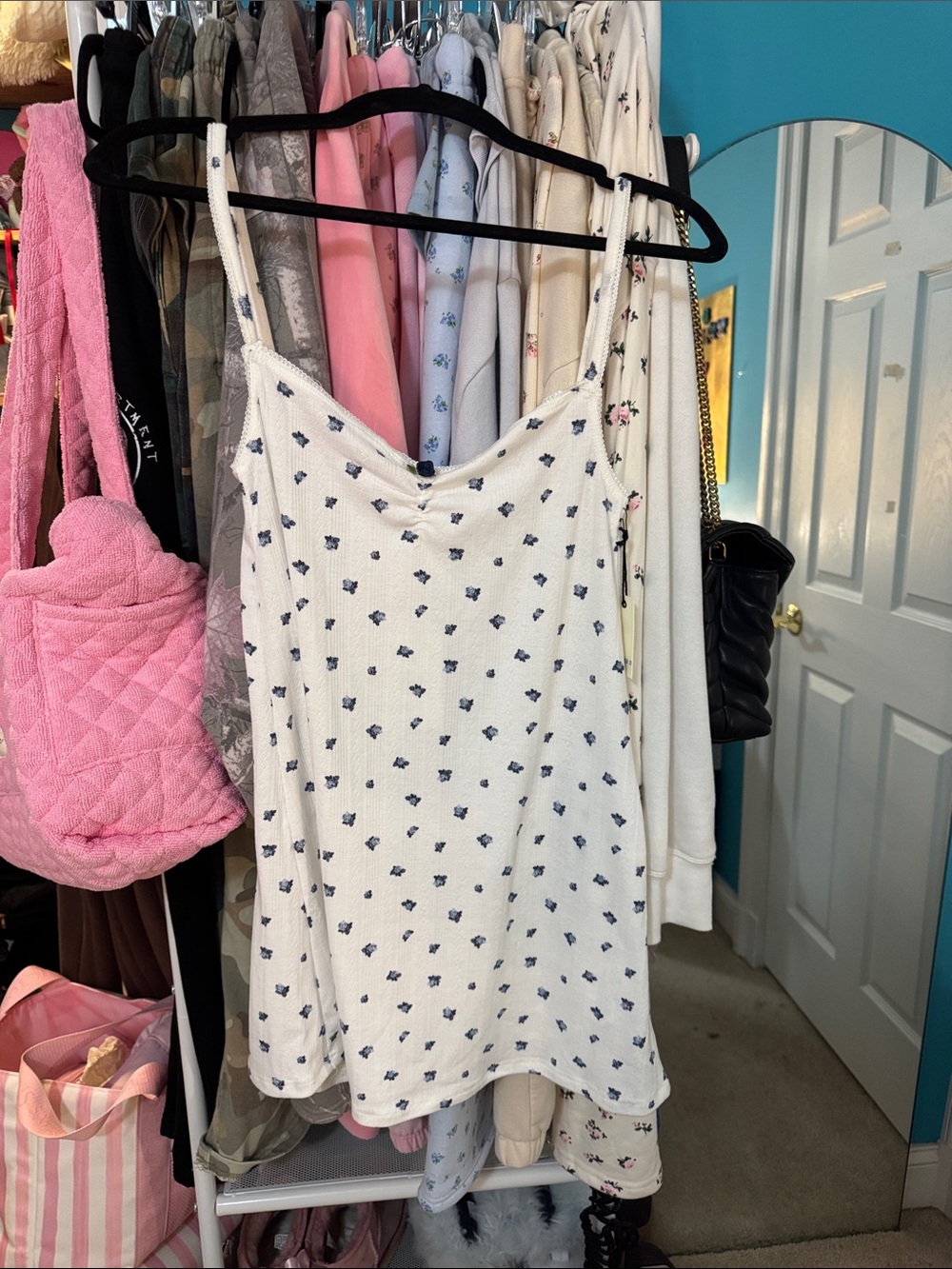 White Floral Print Sleep dress- Women's Lightweight dress